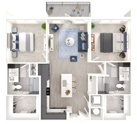 a floor plan of a bedroom with a living room and a dining room